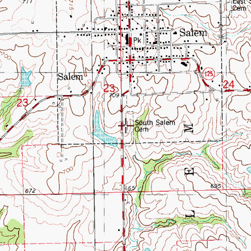 Topographic Map of South Salem Cemetery, IA
