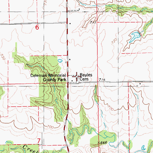 Topographic Map of Bayles Cemetery, IA