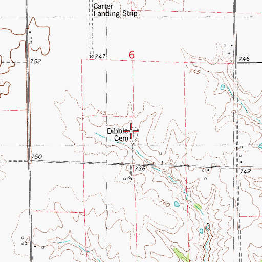 Topographic Map of Dibble Cemetery, IA