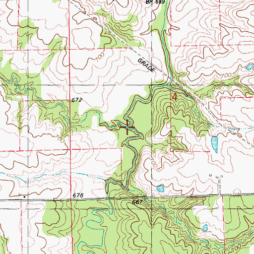 Topographic Map of Mud Creek, IA