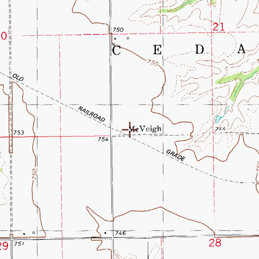 Topographic Map of McVeigh, IA