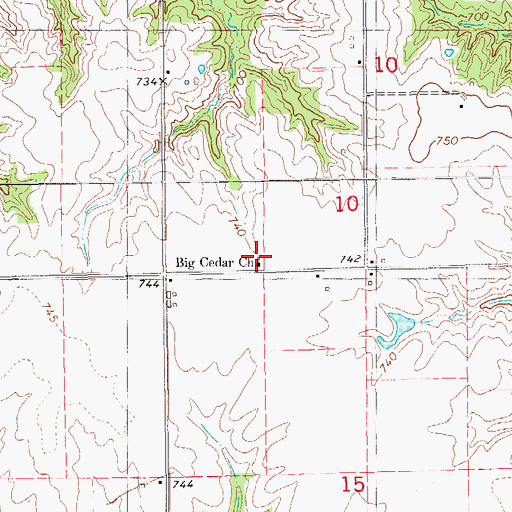 Topographic Map of Big Cedar Church, IA
