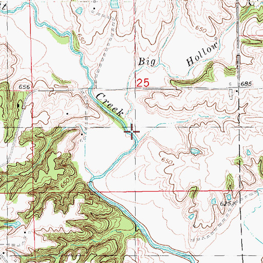 Topographic Map of Big Hollow Creek, IA