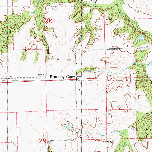 Topographic Map of Ramsey Cemetery, IA
