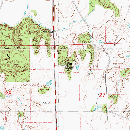 Topographic Map of Carter Cemetery, IA