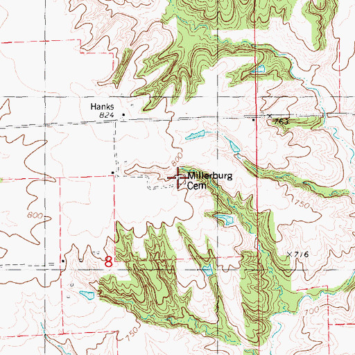Topographic Map of Millerburg Cemetery, IA
