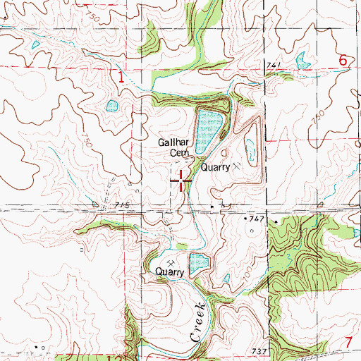 Topographic Map of Gallaher Cemetery, IA