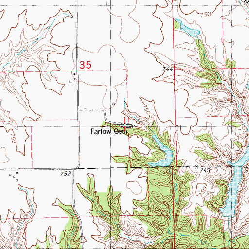 Topographic Map of Farlow Cemetery, IA