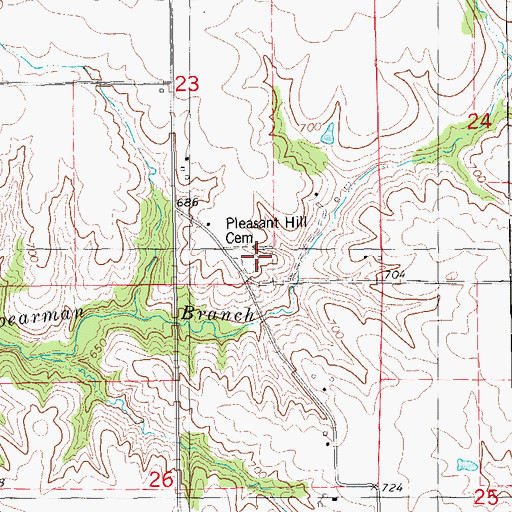 Topographic Map of Pleasant Hill Cemetery, IA