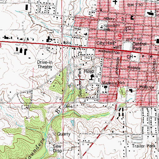 Topographic Map of Saunders Park, IA
