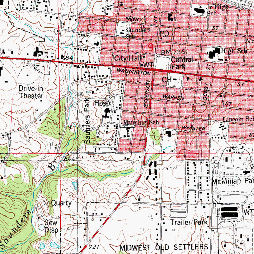 Topographic Map of Manning School, IA