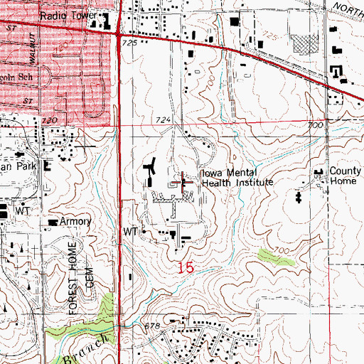 Topographic Map of Iowa Mental Health Institute, IA