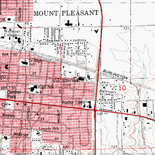 Topographic Map of Van Allen Elementary School, IA