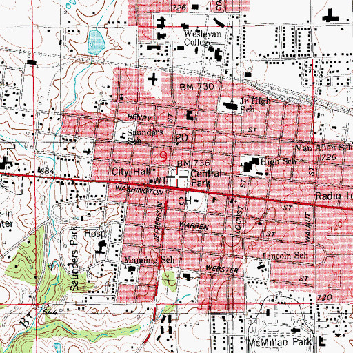 Topographic Map of Central Park, IA