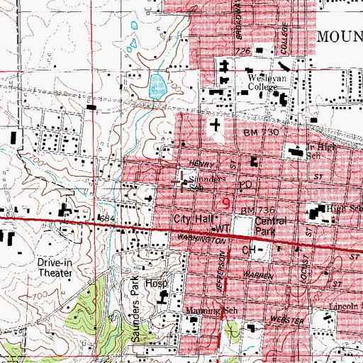 Topographic Map of Saunders School, IA