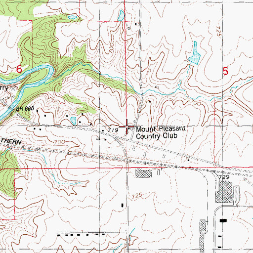 Topographic Map of Mount Pleasant Country Club, IA