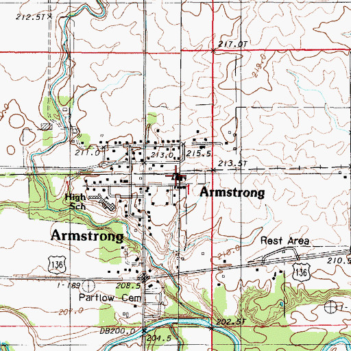 Topographic Map of Armstrong-Ellis Elementary School, IL