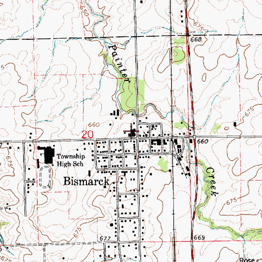 Topographic Map of Bismarck Elemenatary School, IL