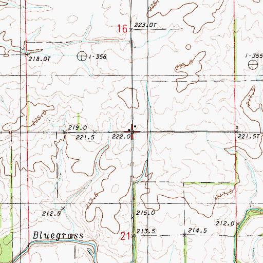 Topographic Map of Blue Grass (historical), IL