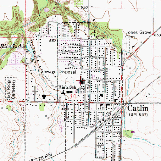 Topographic Map of Catlin Elementary School, IL