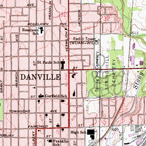 Topographic Map of First Baptist Church, IL