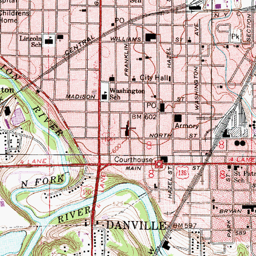 Topographic Map of First Presbyterian Church, IL