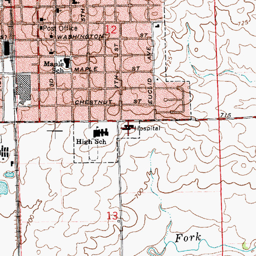 Topographic Map of Hoopeston Regional Health Center, IL