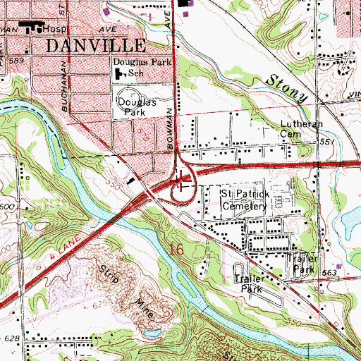 Topographic Map of Interchange 216, IL