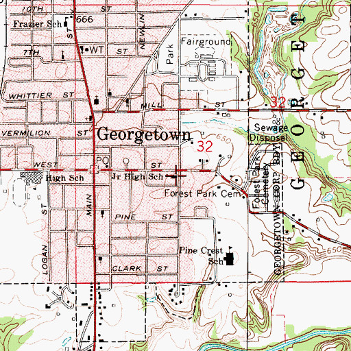 Topographic Map of Mary Miller Junior High School, IL