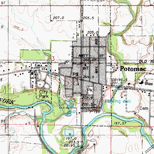 Topographic Map of Potomac Elementary School, IL