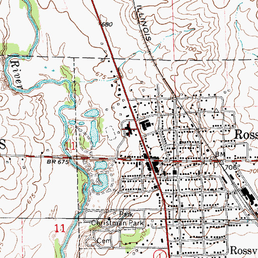 Topographic Map of Rossville-Alvin Elementary School, IL