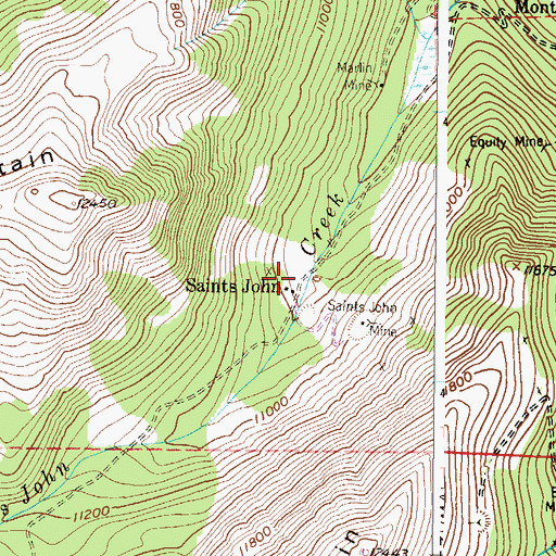 Topographic Map of Saints John (historical), CO