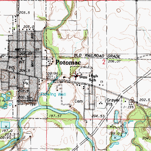 Topographic Map of Potomac Elementary School, IL