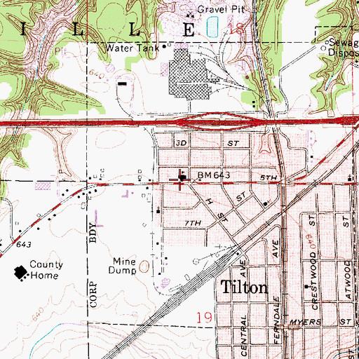 Topographic Map of Tilton School, IL