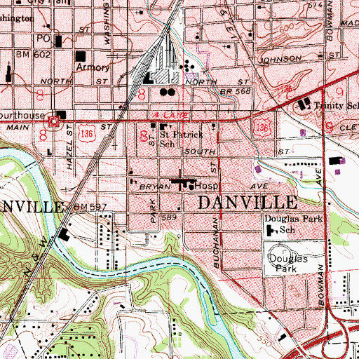 Topographic Map of United Samaritans Medical Center-Sager Campus, IL