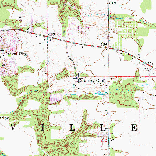 Topographic Map of Vermilion Hills Country Club, IL