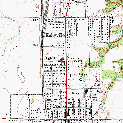 Topographic Map of Westville High School, IL