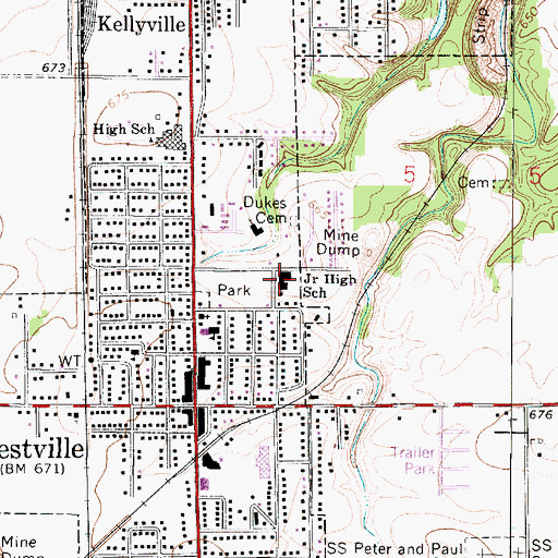 Topographic Map of Westville Junior High School, IL