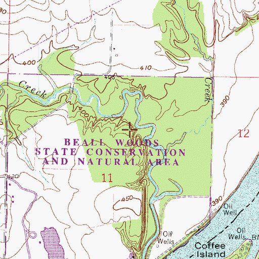 Topographic Map of Beall Woods, IL