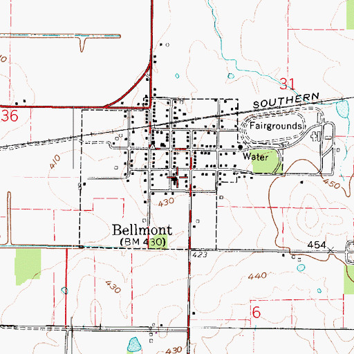 Topographic Map of Bellmont Elementary School, IL