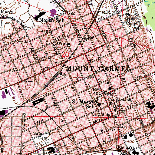 Topographic Map of Church of the Nazarene, IL