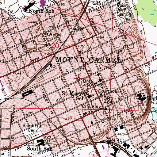 Topographic Map of First Baptist Church, IL
