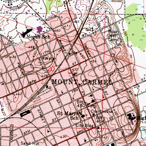 Topographic Map of First Christian Church, IL