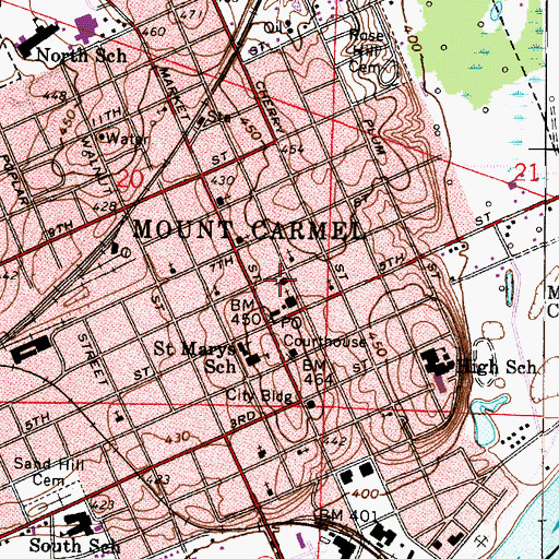 Topographic Map of First Presbyterian Church, IL