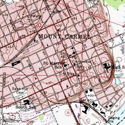 Topographic Map of Saint Marys Catholic Church, IL