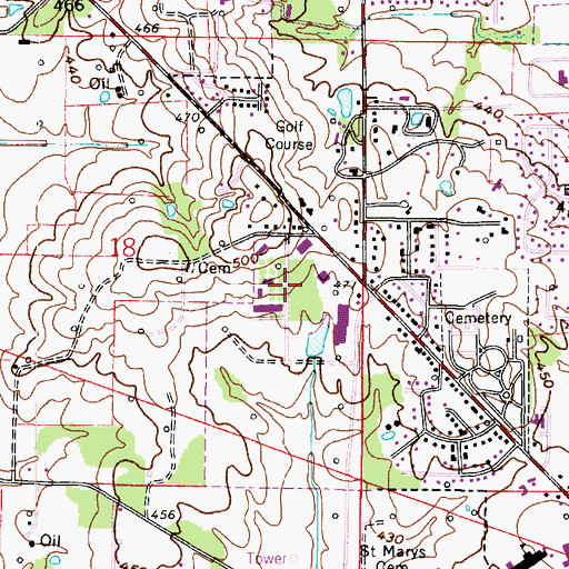 Topographic Map of Wabash Valley College, IL