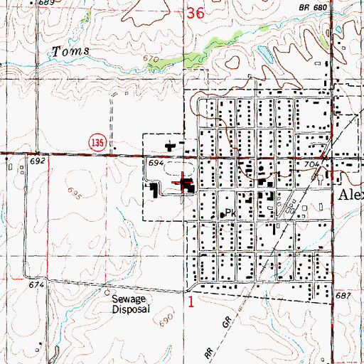 Topographic Map of Alexis High School, IL