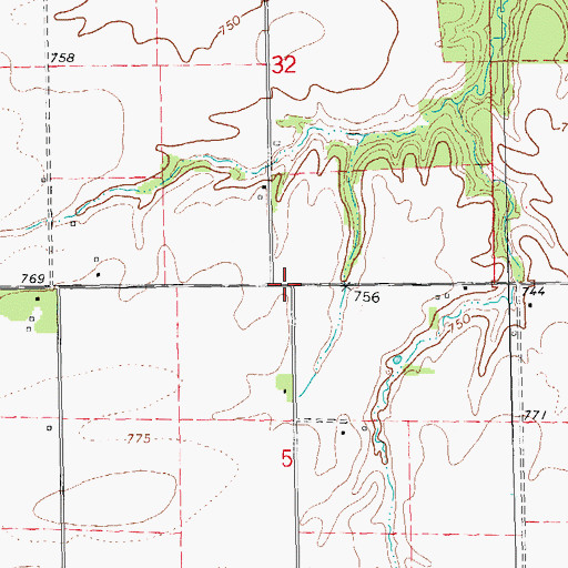 Topographic Map of Boston Corners, IL