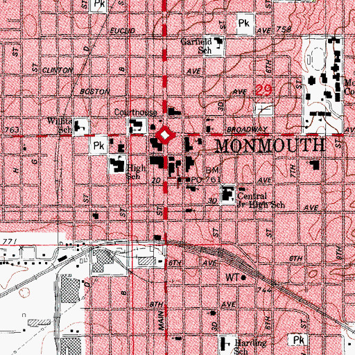 Topographic Map of First Baptist Church, IL