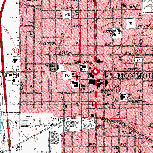 Topographic Map of First Lutheran Church, IL